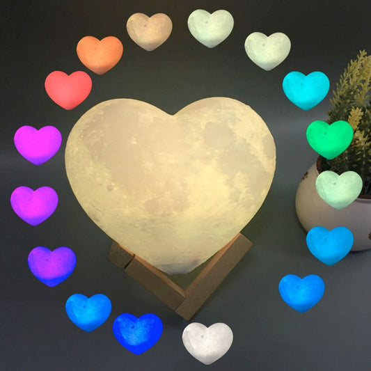 Heart Shape Moon Glowing LED Lamp