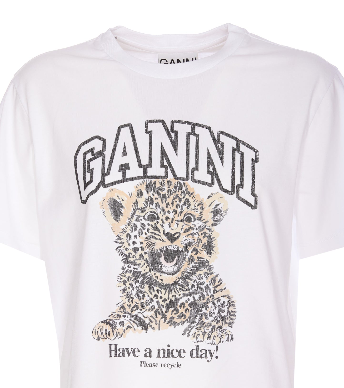 3887806 GANNI animal print casual cool travel working cotton t shirt